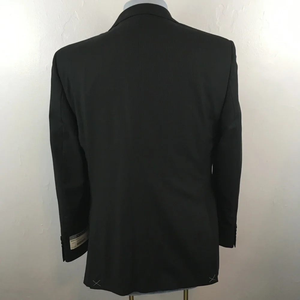 Dkny mens suit black gray stripes 42r 100% wool 2 piece 2 button new nwt ea0051